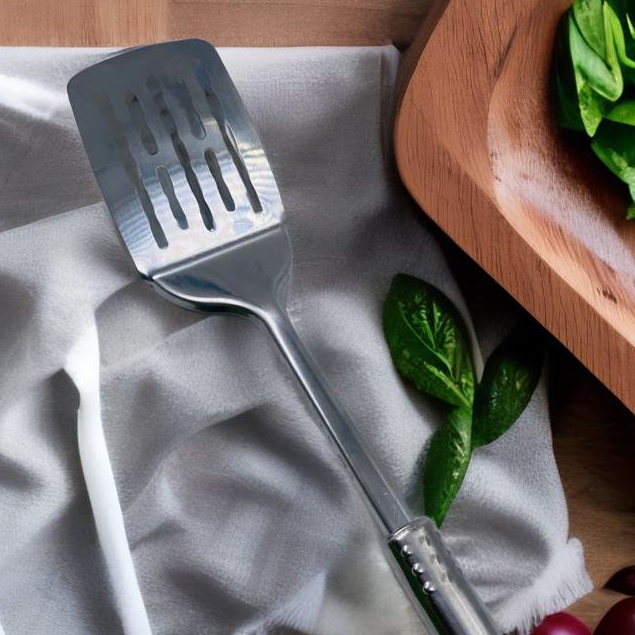 1 Espátula Gourmet em Inox para Fritura Chapa Vazada 31,5 Cm Multiuso Universal Ke Home VENDA