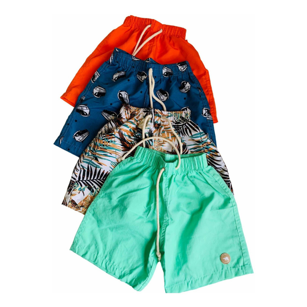 Kit 4 Bermudas Short Tactel Mauricinho Infantil Moda Praia Verão Menino em Oferta na Shopee