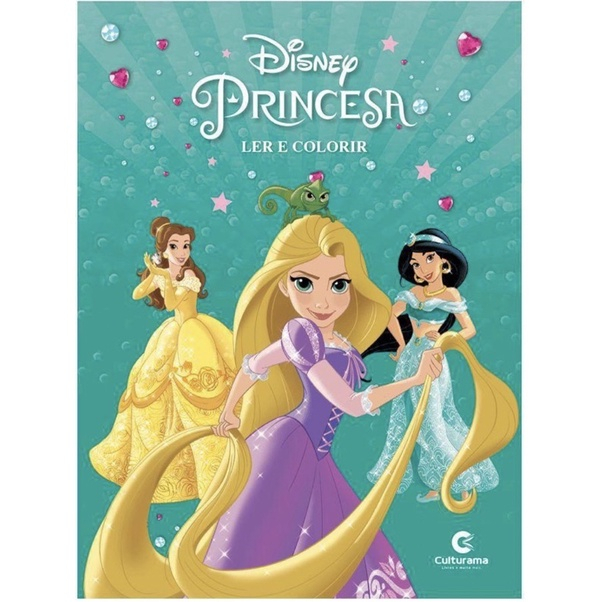 Livro para Ler e Colorir 8 Páginas (4 Folhas Frente e Verso) Princesas Pintar Desenhos