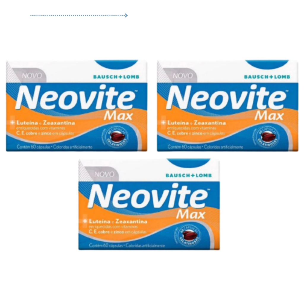 caixas Neovite Max 60 Cápsulas Gelatinosas Luteina e Zaaxantina