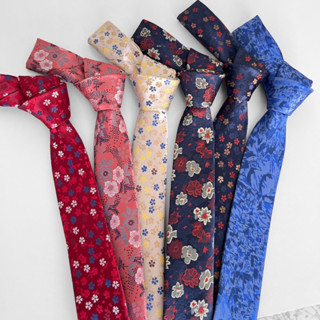 Gravata Slim Fit Floral Luxo Diversas Cores Estreitinha