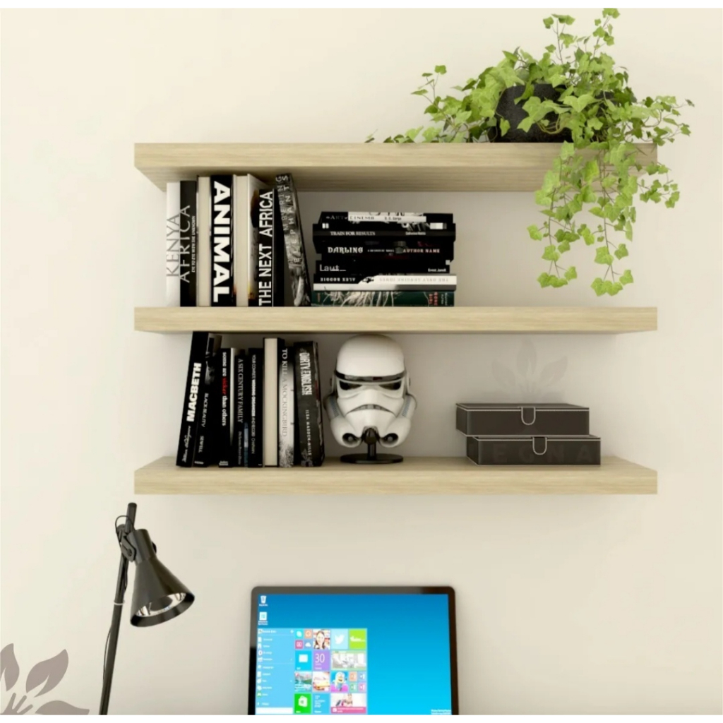 3 Prateleiras Retas 30X10 cm P/ Decoração , Parede , Cozinha, Sala e Quarto Madeira Pinus