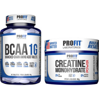 Bcaa 1.0 Grama - Pote 60 Tabletes + Creatina Power - Pote 90g em Pó - Profit