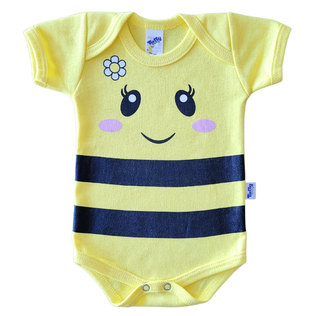 Body Bebê Abelha Personagem Mesversário Recém Nascido Fantasia Bori Bore 100% Algodão Roupa Bebê