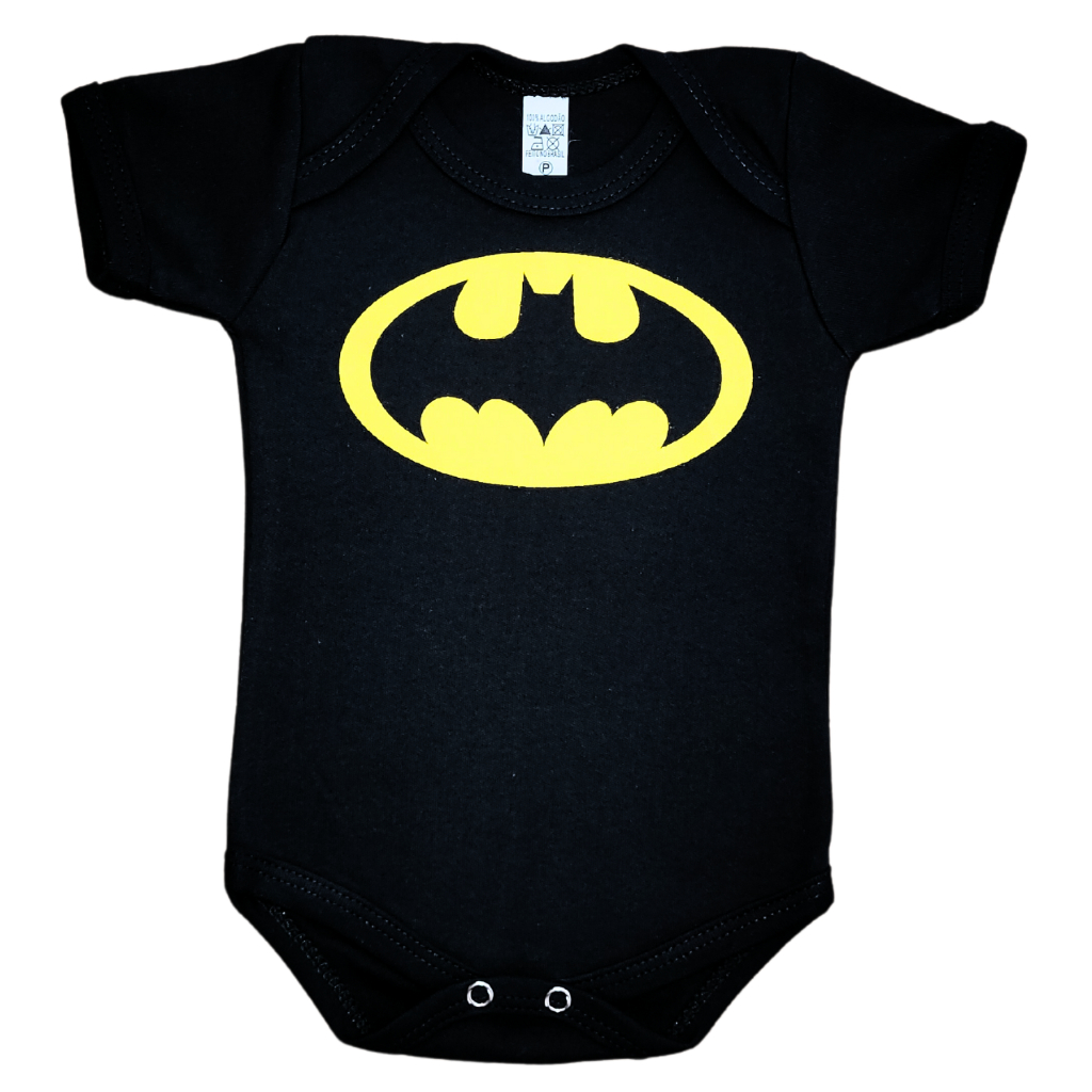 Body Bebê Batman Personagem Super Herói Temático Mesversário Fantasia Bori 100% Algodão Roupa Bebê