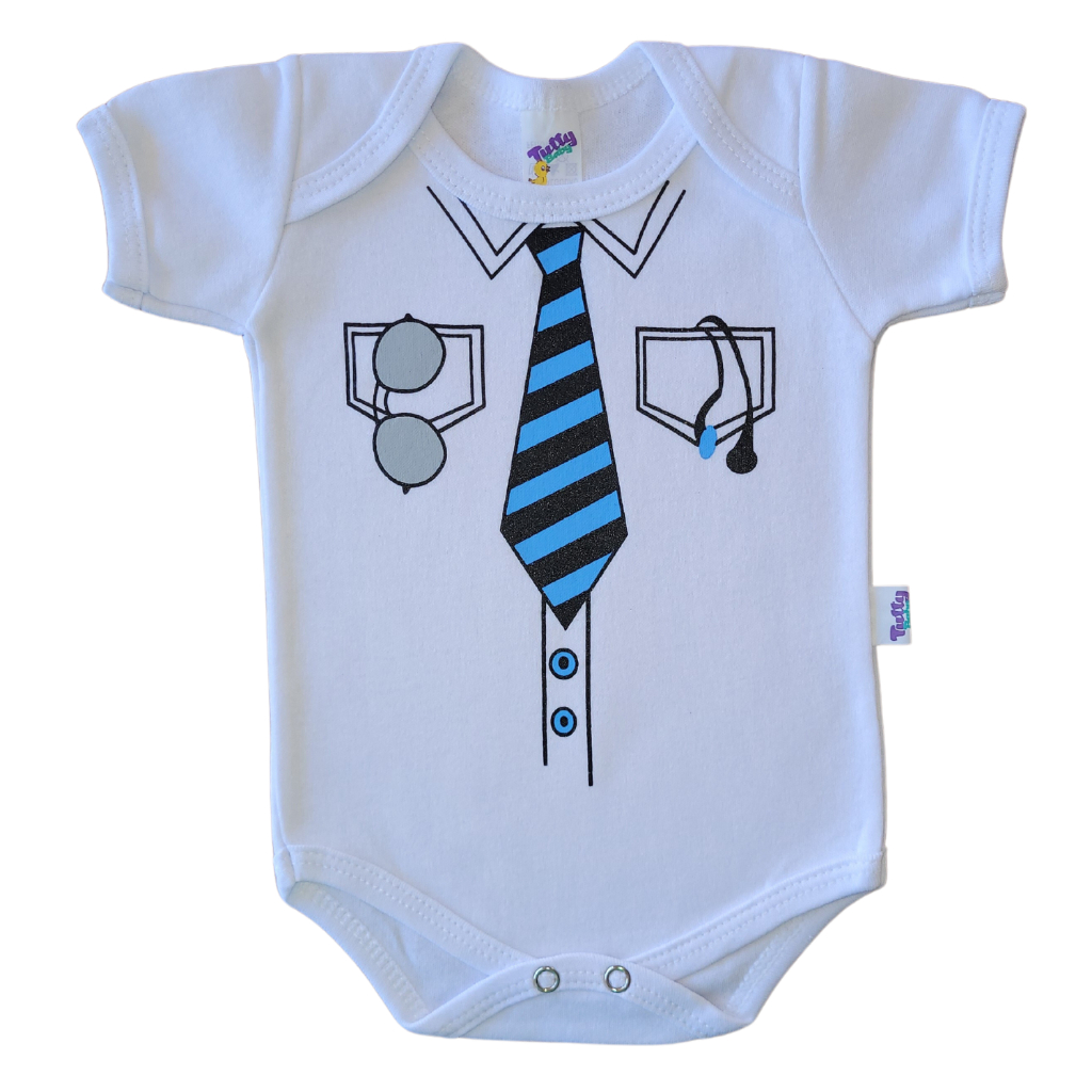 Body Bebê Gravatinha Executivo Gravata Personagem Fantasia Personagem Bori Bore 100% Algodão Roupa Bebê