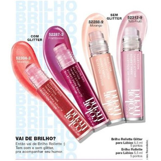 Brilho Rollete para Lábios Color Trend 5,5ml ( Sem Glitter)