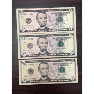 cédula 5 Five Dollars Lincon mbc é original B123