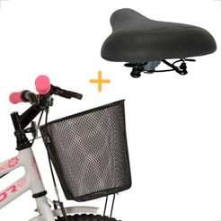 Kit Cesta Cestinha Bicicleta Grande Aro 24/26 + Selim Bike 2 Molas Confortável