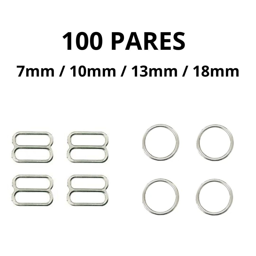 100 Pares de Argola e Regulador de Sutiã 10mm 13mm 18mm Metal em Oferta na Shopee