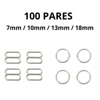 100 Pares de Argola e Regulador de Sutiã 10mm 13mm 18mm Metal em Oferta na Shopee