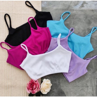 Cropped Top Alça Fina Canelado Frente Dupla em Oferta na Shopee
