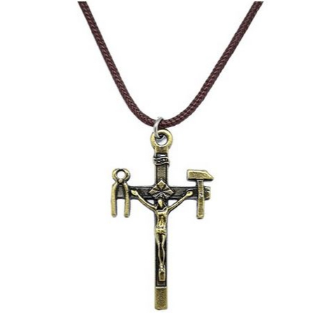 Crucifixo Nossa Senhora da Salette em Metal no Cordão 5 cm