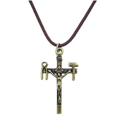 Crucifixo Nossa Senhora da Salette em Metal no Cordão 5 cm