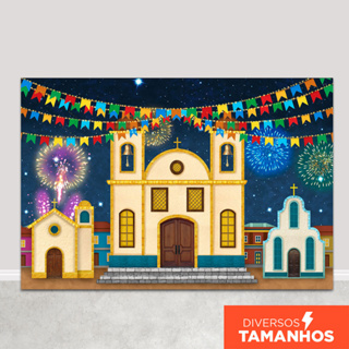 Fundo Fotográfico Festa Junina Capela Em Tecido FJN-120 em Oferta na Shopee