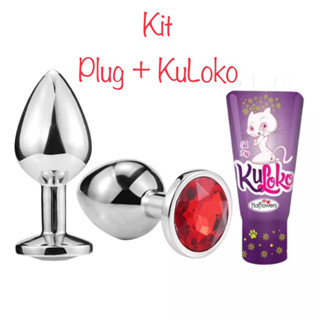 Kit Plug + Lubrificante Hot Flowers Dessensibilizaste Íntimo Kuloko 15 g - HotFlowers - Sex Shop
