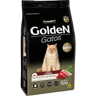 Ração PremieR Pet Golden Gatos Adultos Castrados Carne 10,1KG