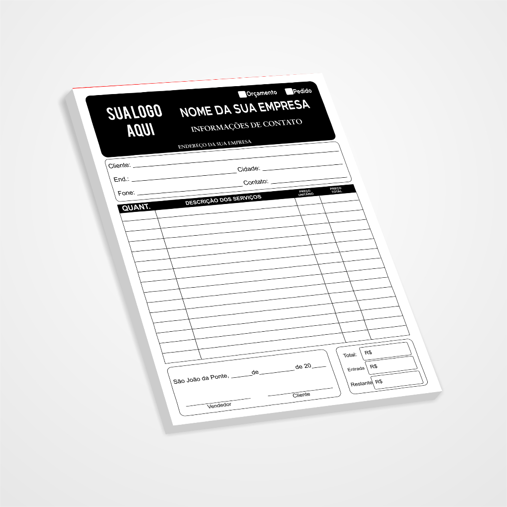 BLOCO TALÃO DE NOTAS PERSONALIZADO 100 PÁGINAS em Oferta na Shopee