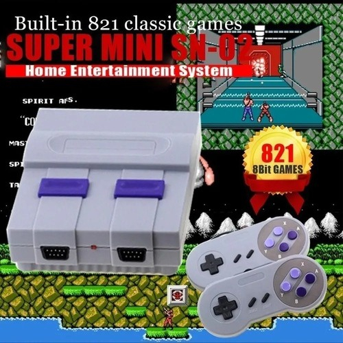 Video Game Super Nintendo Console Retro Anos 80 E 90 mini 821 Jogos 8 Bits 2 Controles HDMI