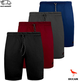 Kit 4 Bermudas Moletom Masculina Treino Algodão 100% Confortável Ducam Cores Lisas 2 Bolsos