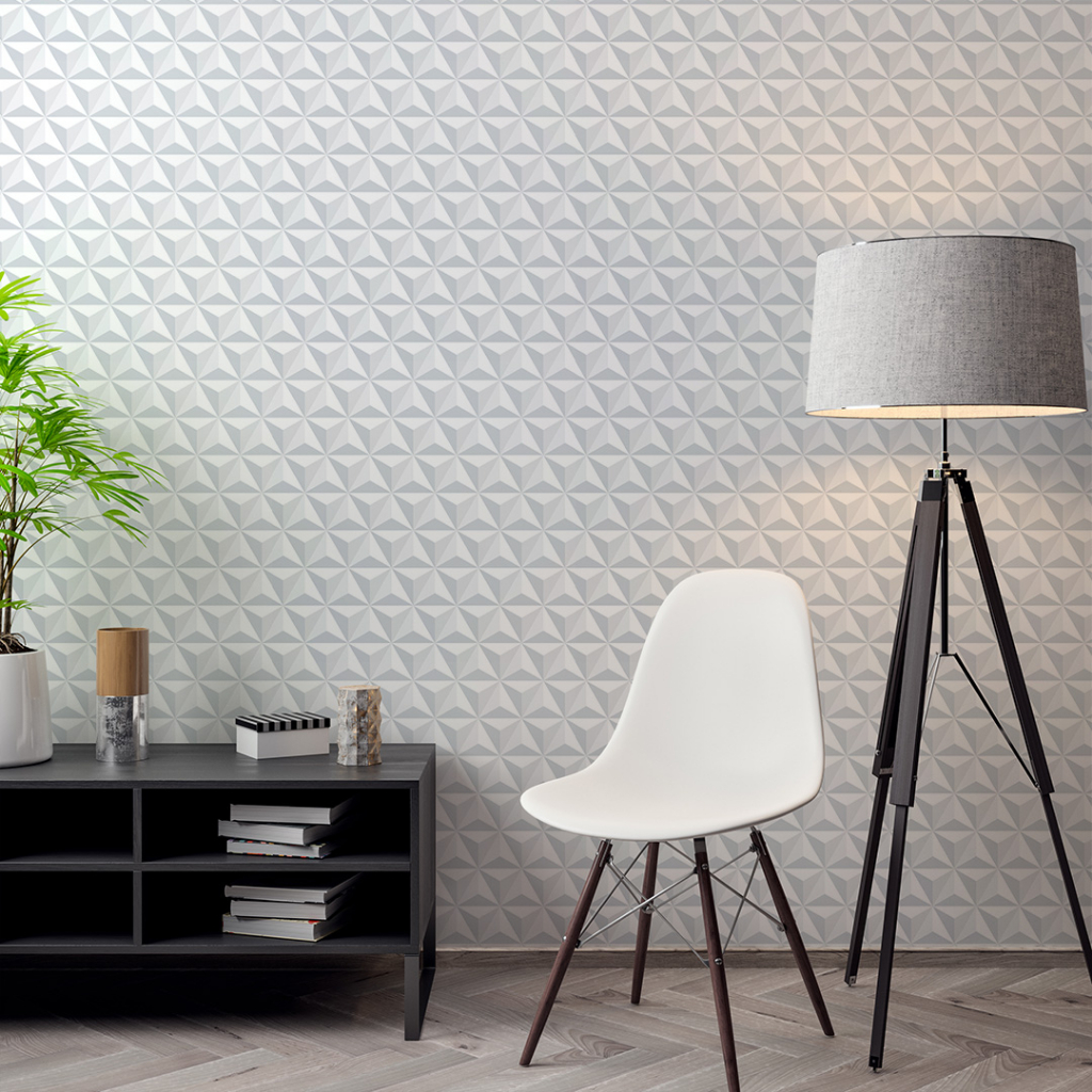 Papel de Parede Adesivo Geométrico Triângulos Efeito 3D Lavável - Pro Decor
