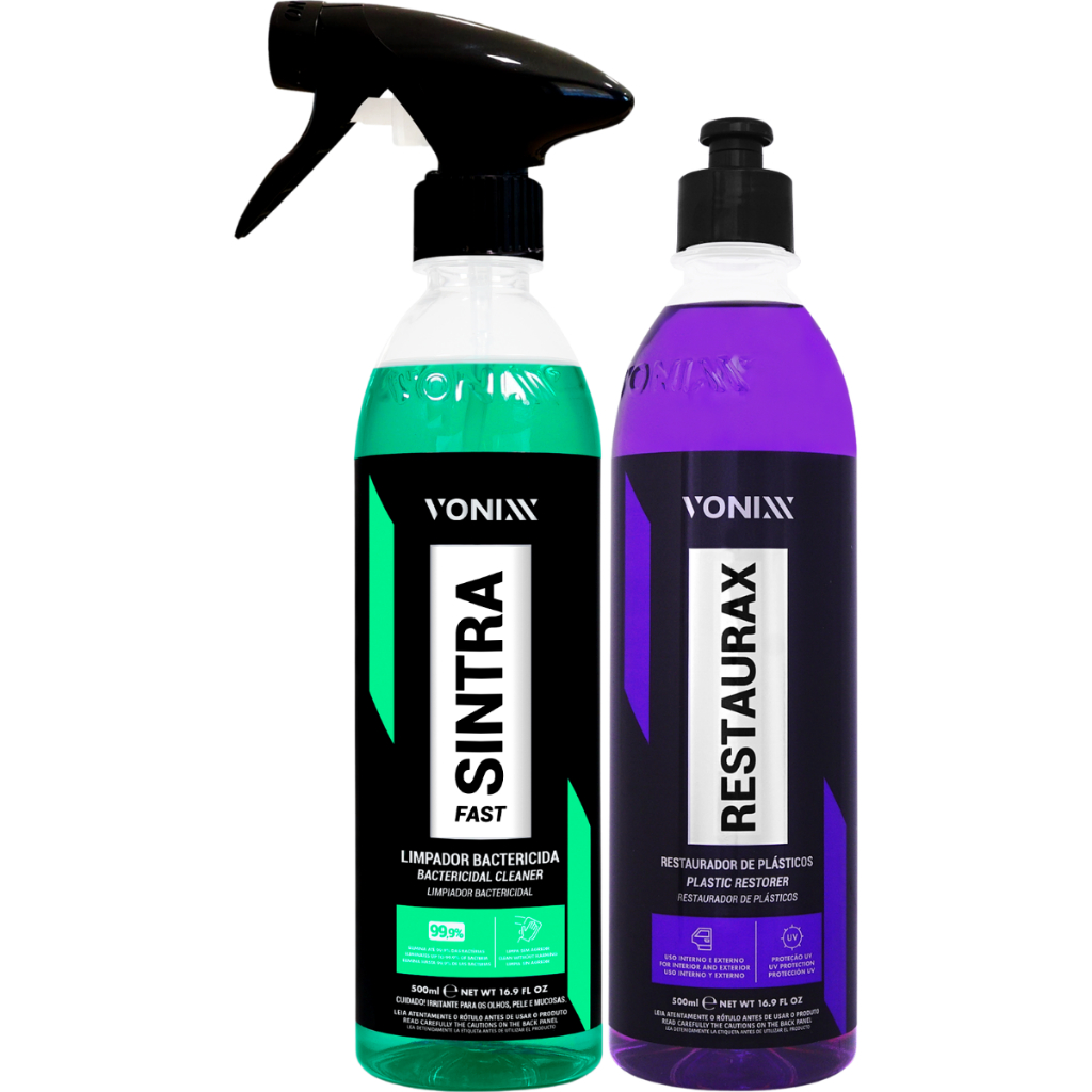 Sintra Fast Limpa Plástico + Restaurax Revitalizador de Plásticos Vonixx