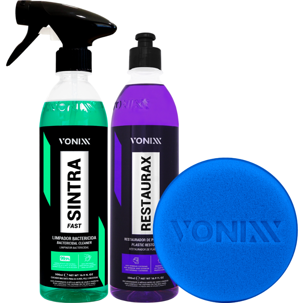 Sintra Fast Limpa Plástico + Restaurax Revitalizador de Plásticos + Aplicador Vonixx - Spare Parts and Accessories for Vehicles