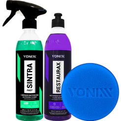 Sintra Fast Limpa Plástico + Restaurax Revitalizador de Plásticos + Aplicador Vonixx