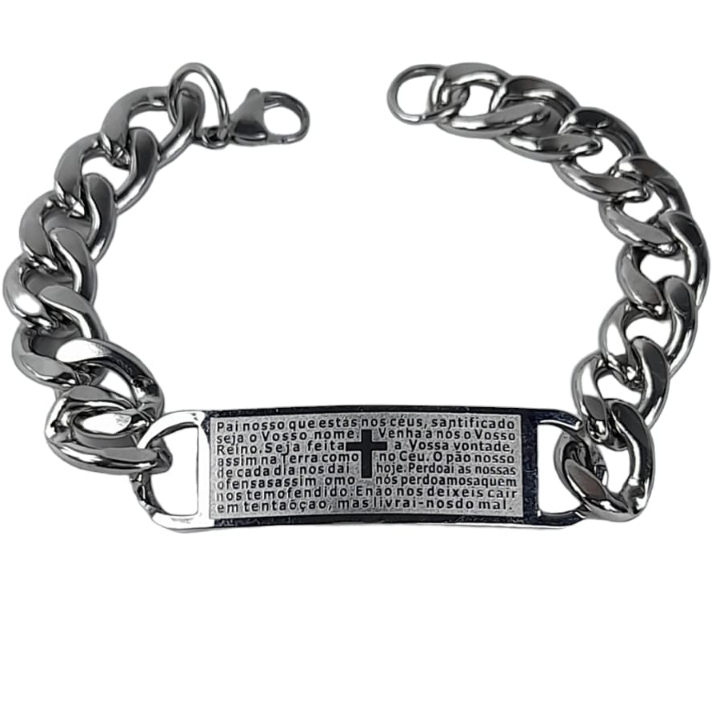 Pulseira Masculina 22cm Pai Nosso Acessório Aço
