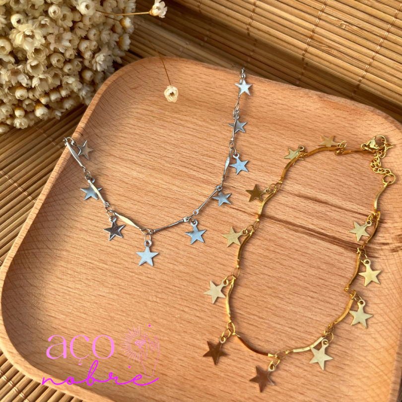 Pulseira Estrelinhas Aço inoxidável