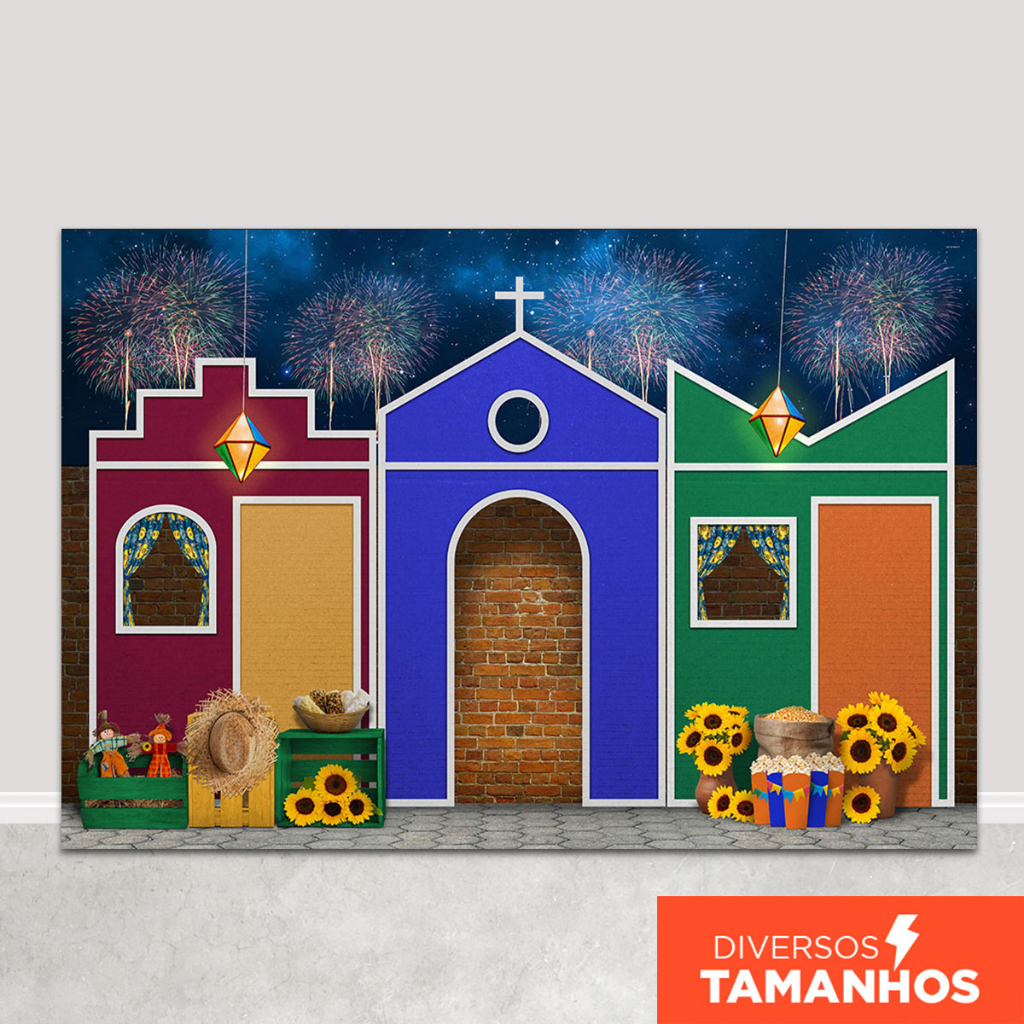 Fundo Fotográfico Festa Junina Igreja São João Em Tecido FJN-148 em Oferta na Shopee