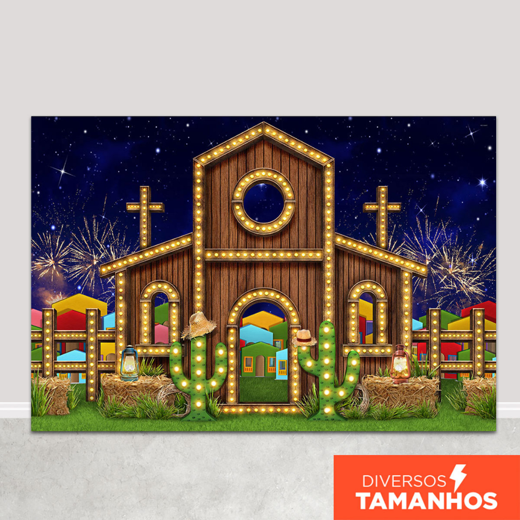Fundo Fotográfico Festa Junina Igreja Arraia Em Tecido FJN-152 em Oferta na Shopee