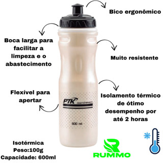 Garrafinha P/ Bike Isotérmica 600ml PTK - Squeeze Varias cores