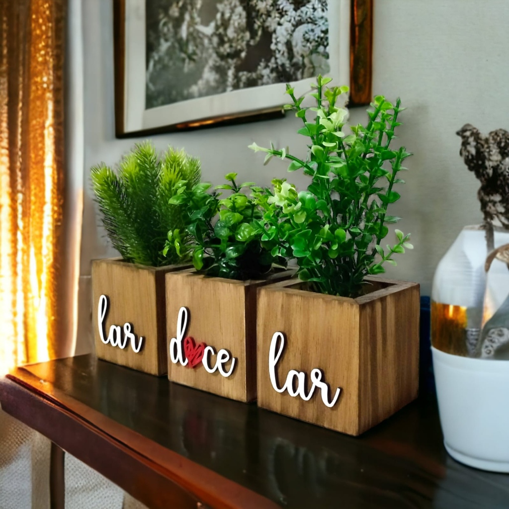 Vasos Decorativos Com Planta Artificial Frase Decoração