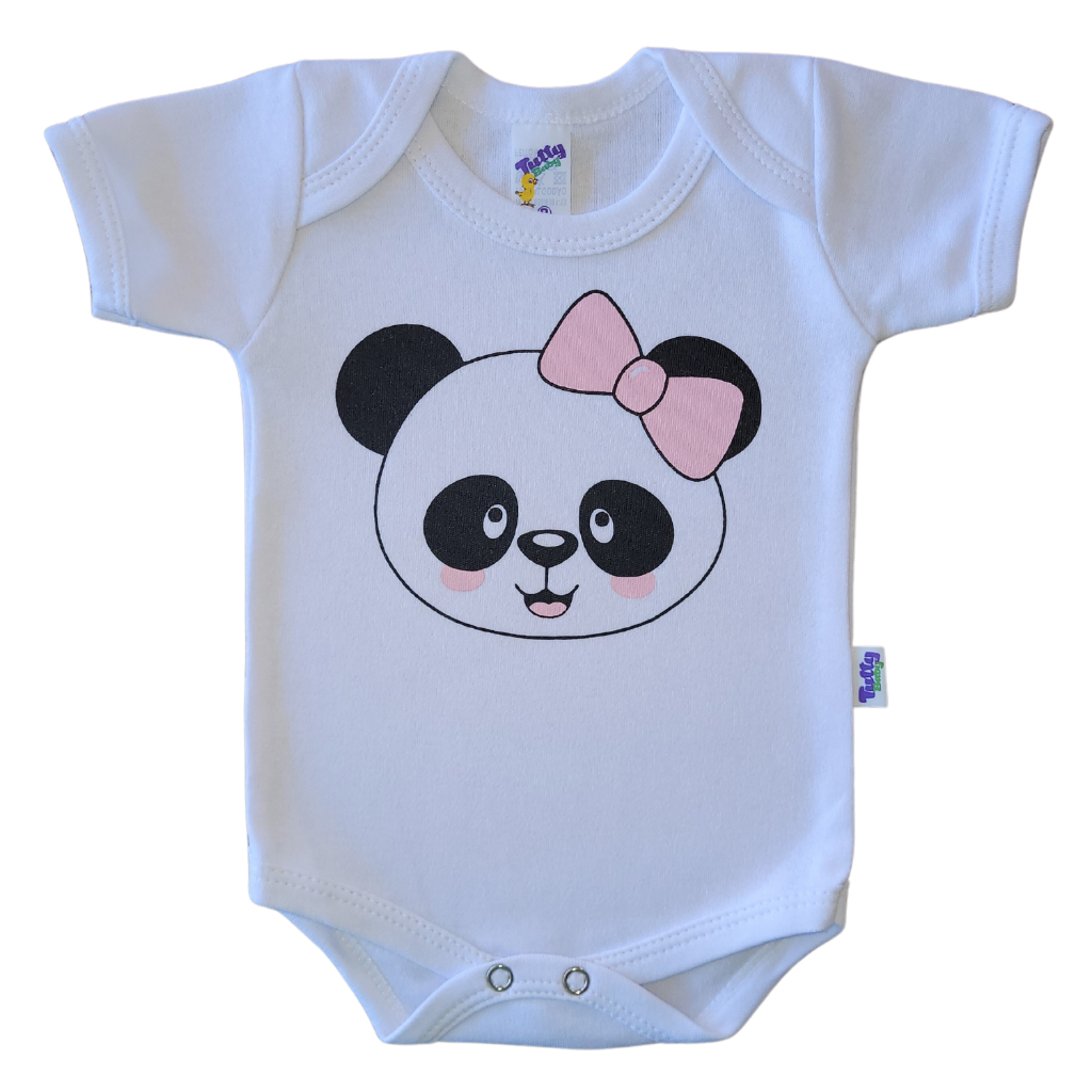 Body Bebê Urso Panda Menina Mesversário Recém Nascido Fantasia Personagem Bori Bore 100% Algodão Calcinha Bunda Rica  Roupa Bebê