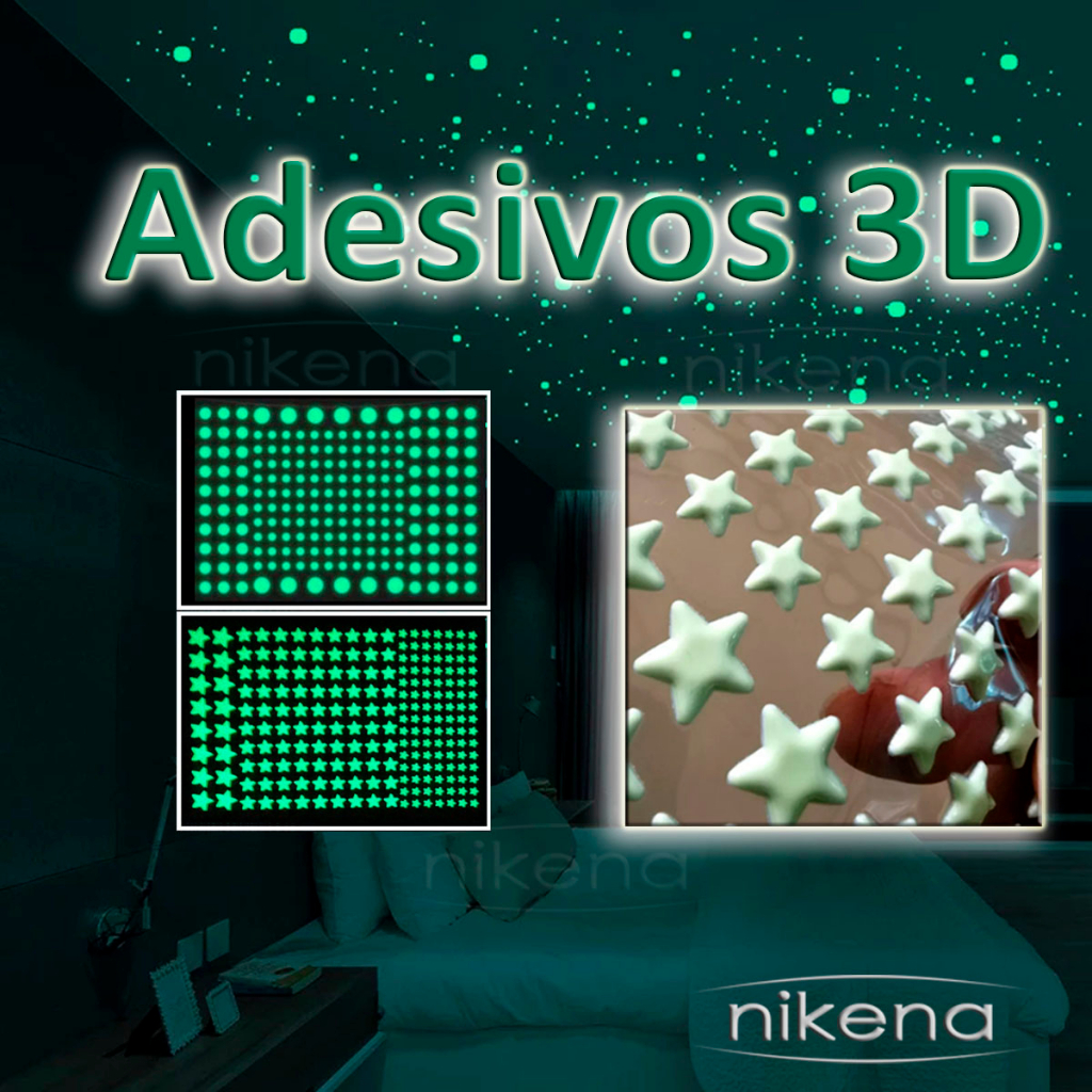 Kit 211 Adesivos Estrelas Bolinhas 3D Fluorescentes Brilham Escuro Teto 202 Bolinha Adesivo Neon Adesivo Estrela Brilha Bolinha :: AD211202