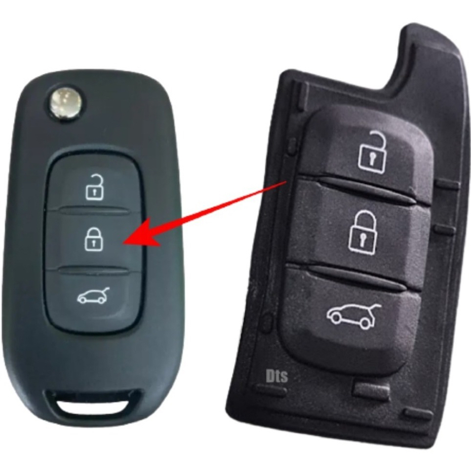 Botao Capa Da Chave Canivete Sandero Logan Duster 3bt Renault emborrachado reparo da chave original