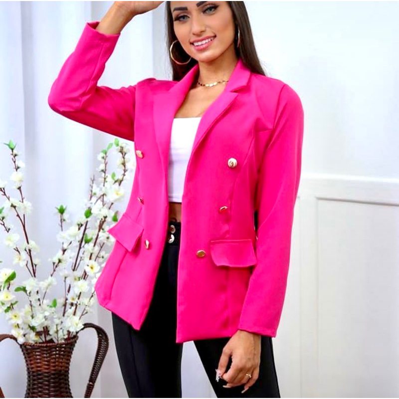 Blazer Feminina Alfaiataria Casaco Social Com Botão Tendências Super Envio! !