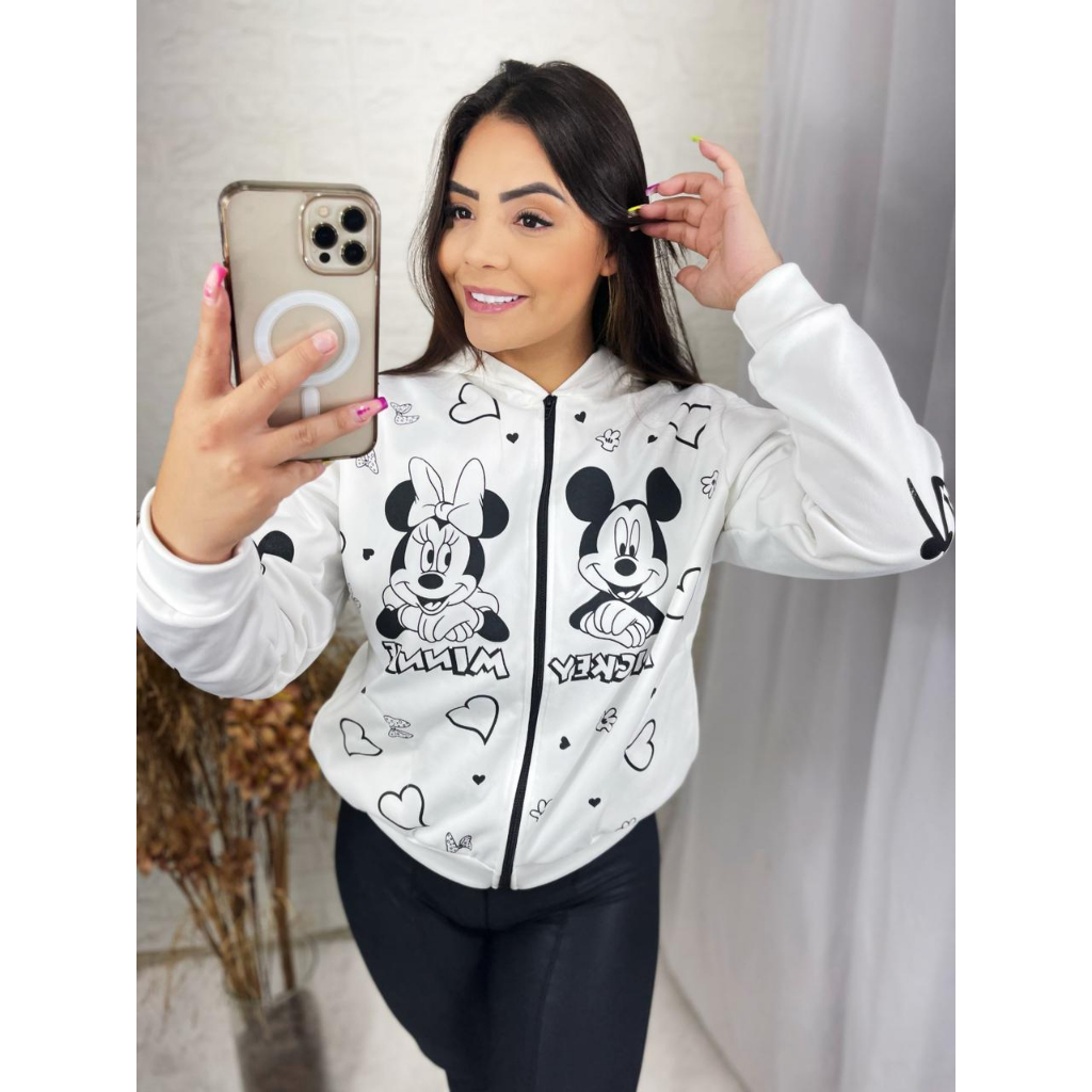 Casaco feminino adulto MINNIE MICKEY l Moletom poliester flanelado l  estampa exclusiva