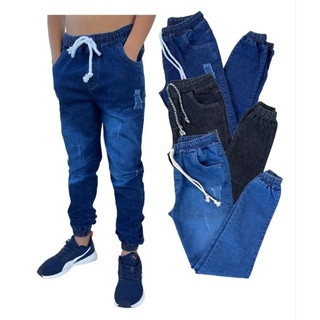Kit 2 Calças Jogger Bebê Infantil Juvenil - Calça jeans apertada da moda 2 ao 16