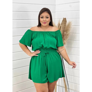 Roupas Femininas Plus Size Macaquinho Preto Soltinho Primavera Verão