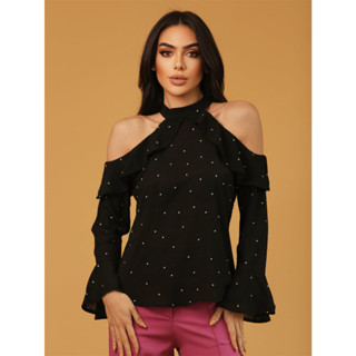 Blusa Manga Longa Poa Feminina