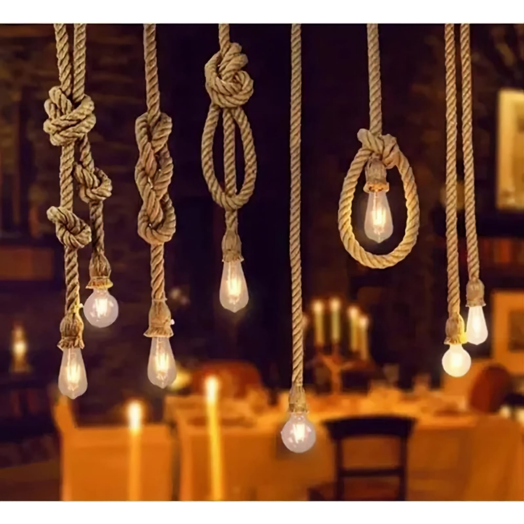 Luminaria Pendente Corda Retro+ Canopla