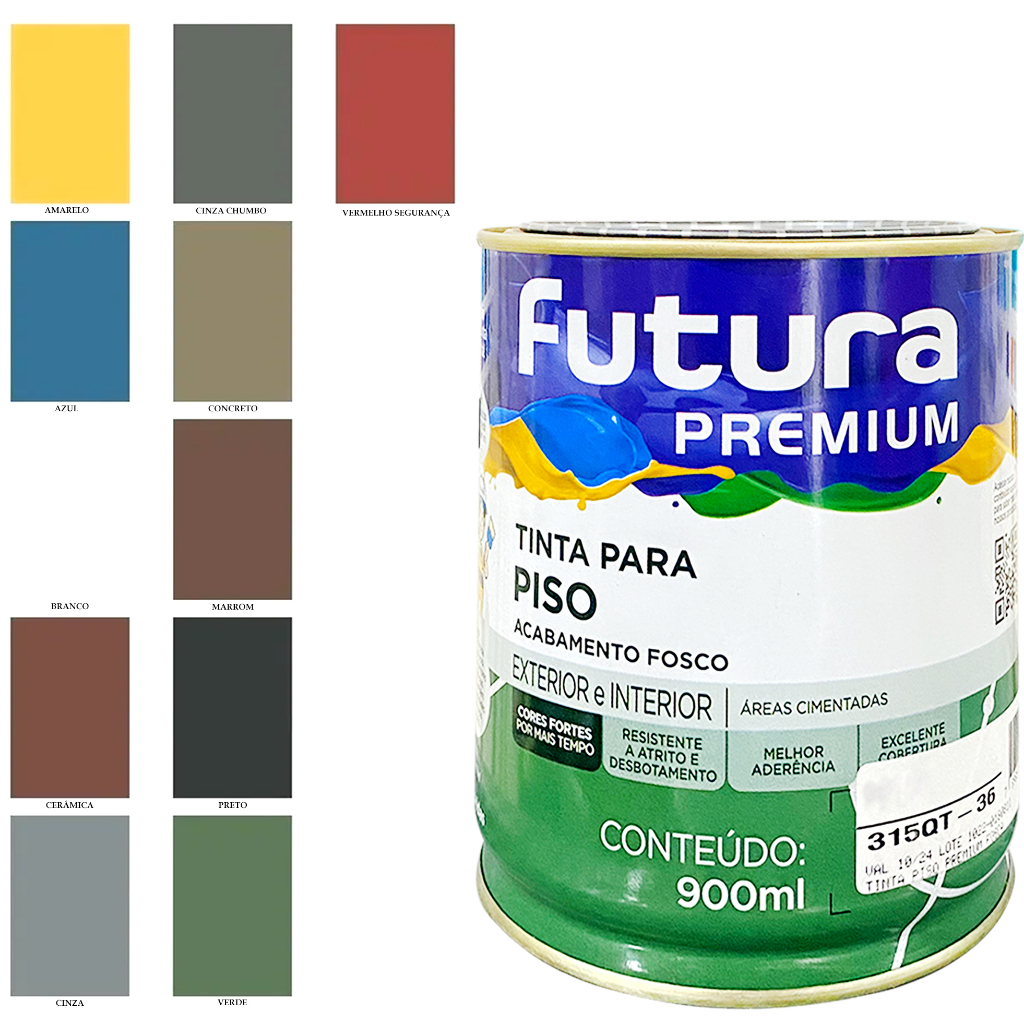Tinta Para Pisos Lavável Futura Alta Aderência 900ml Cores