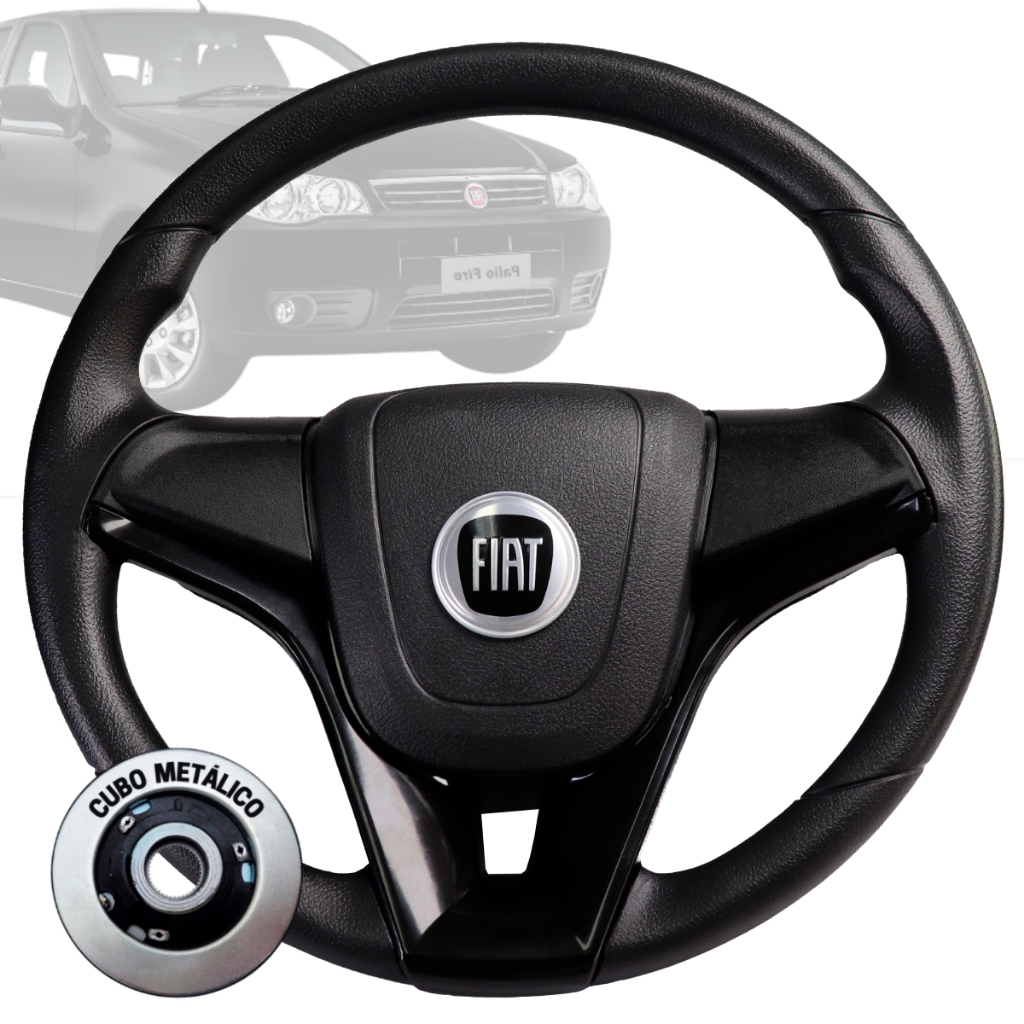Volante Esportivo cruze preto logo fiat preto para Idea Palio Weekend 96 a 2012