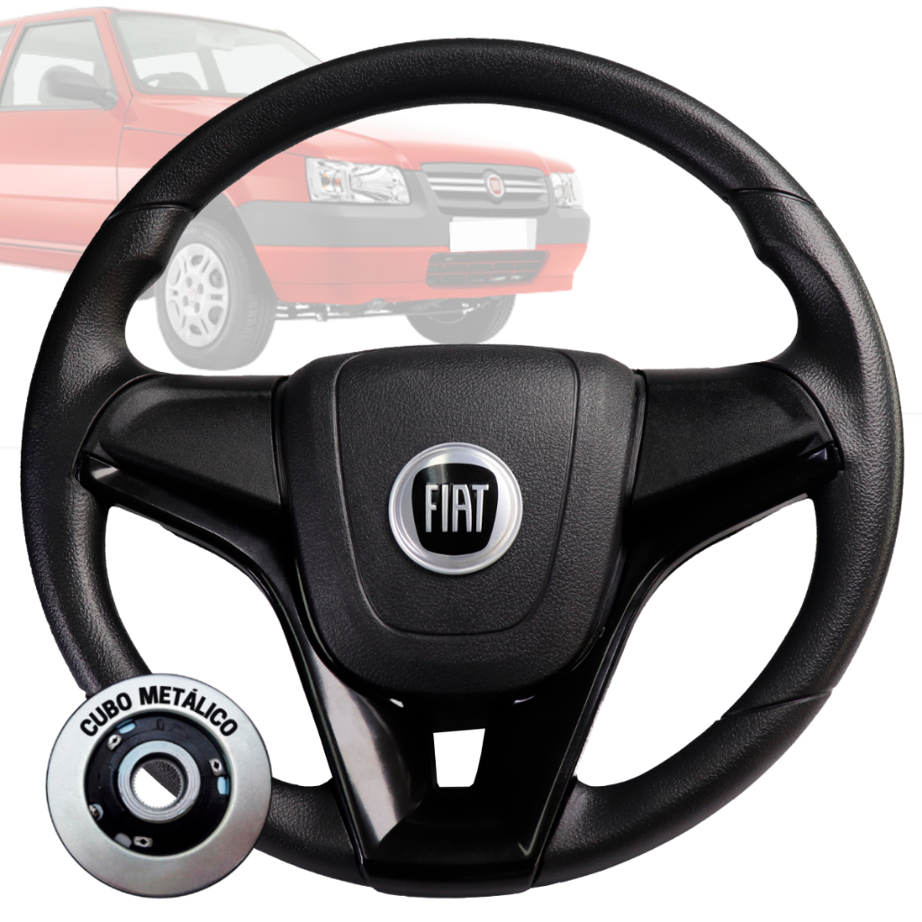 Volante Esportivo cruze preto logo fiat preto para Uno Fiorino Tempra Tipo Nacional 1995 1996 2001