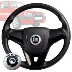 Volante Esportivo cruze preto logo fiat preto para Uno Fiorino Tempra Tipo Nacional 1995 1996 2001