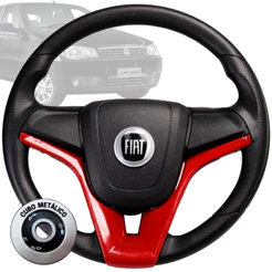 Volante Esportivo vermelho logo fiat preto para Uno Fire Mile Palio Marea