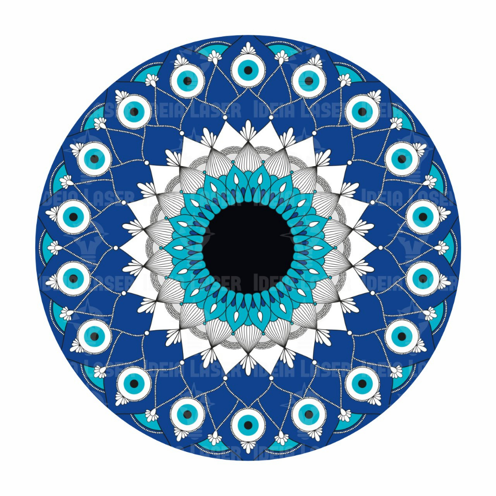 Mandala Olho Grego Azul - Mini Mandala MDF Sem Furos