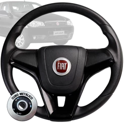 Volante Esportivo cruze preto logo fiat vermelho para Uno Fire Mile Palio Marea Brava Siena Strada
